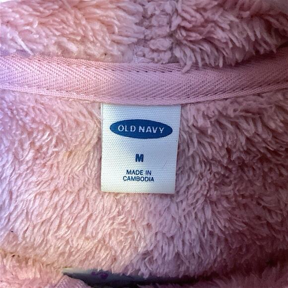 Old Navy Women's Pink Plush Sherpa Faux-Fur 1/2-Zip Hoodie SZ M Kangaroo Pocket - Picture 3 of 7